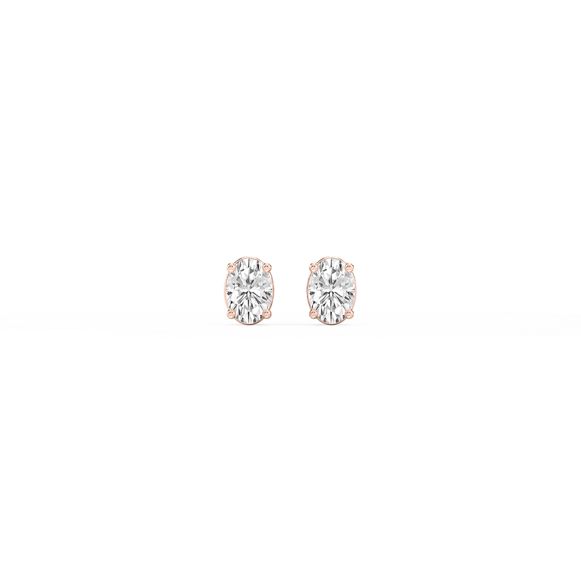 Oval Lab Grown Diamond Classic Four Prong Threaded Back Stud Earrings