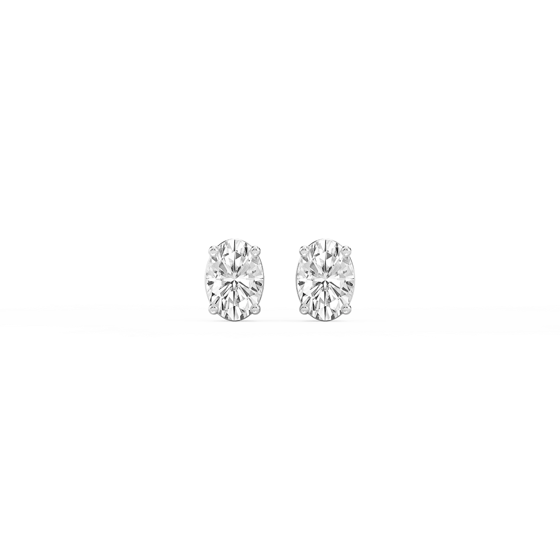Oval Lab Grown Diamond Classic Four Prong Threaded Back Stud Earrings