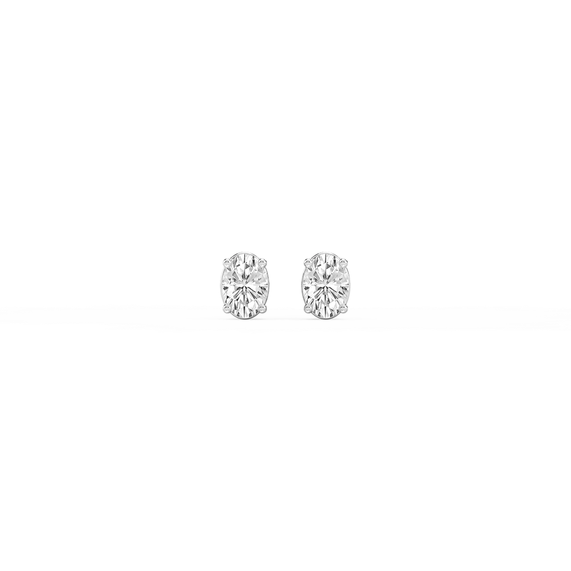 Oval Lab Grown Diamond Classic Four Prong Threaded Back Stud Earrings
