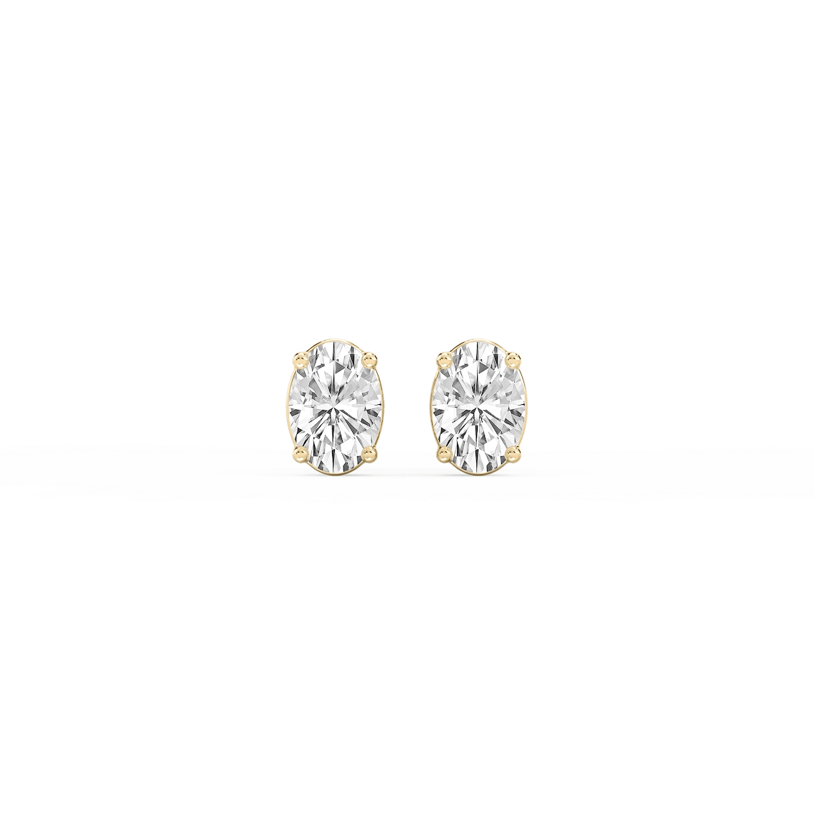 Oval Lab Grown Diamond Classic Four Prong Threaded Back Stud Earrings