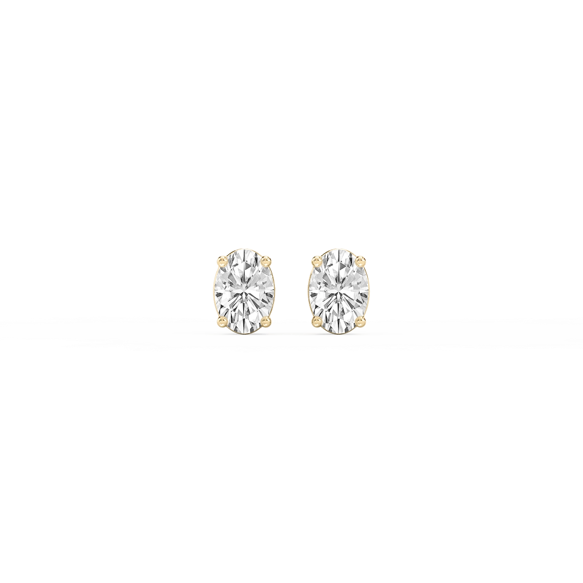 Oval Lab Grown Diamond Classic Four Prong Threaded Back Stud Earrings