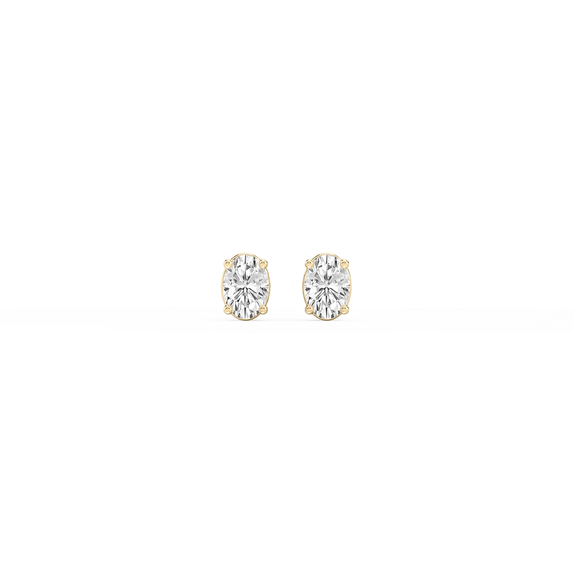 Oval Lab Grown Diamond Classic Four Prong Threaded Back Stud Earrings
