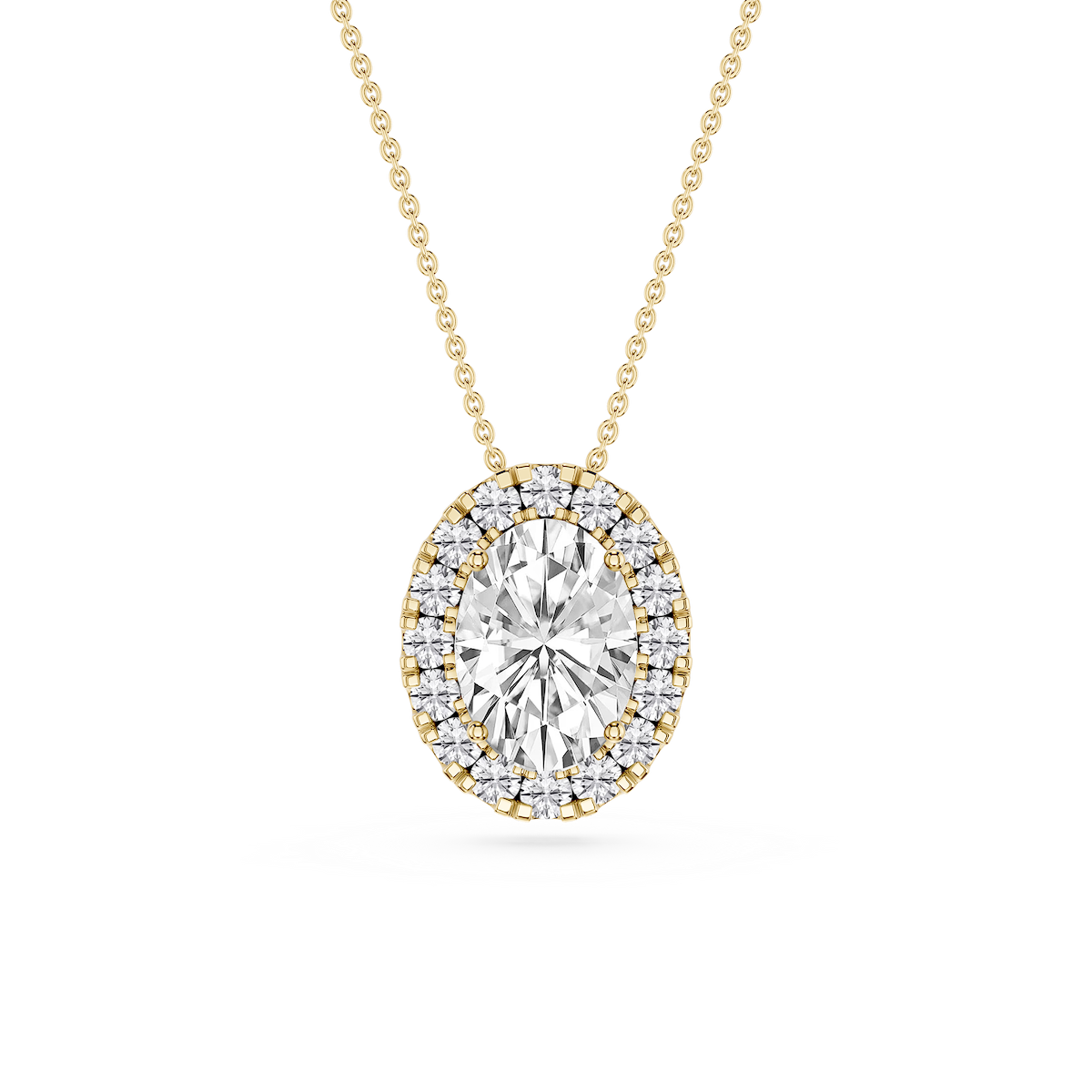 Oval Lab Grown Diamond Halo Slide Pendant - 16 to 18 Inches