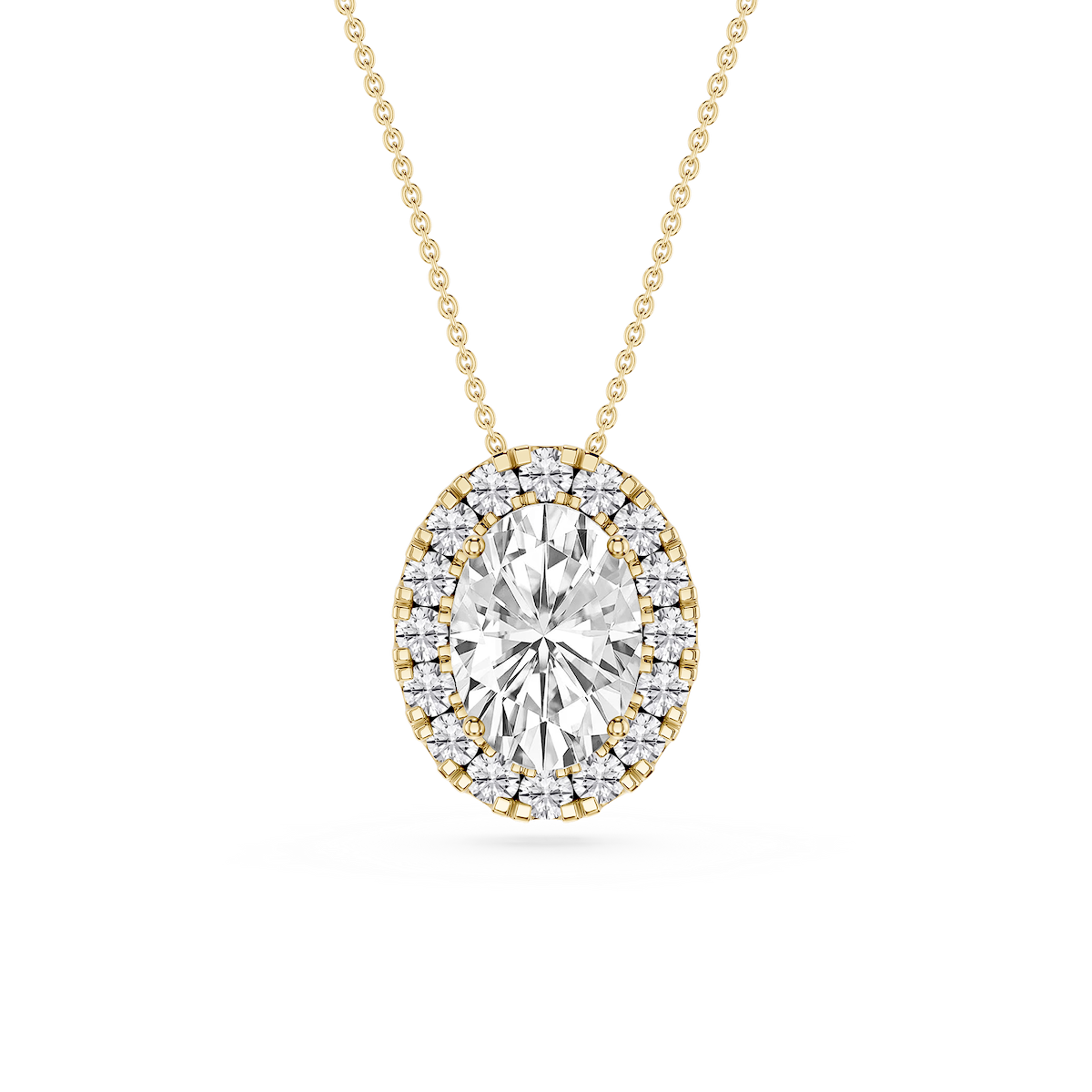 Oval Lab Grown Diamond Halo Slide Pendant - 16 to 18 Inches