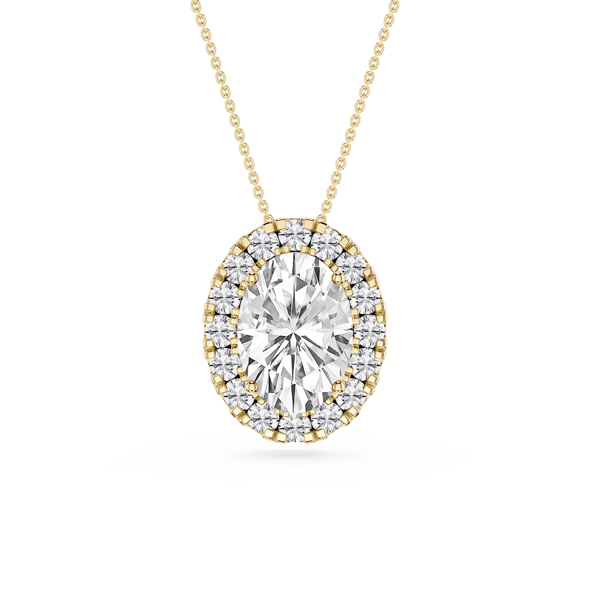Oval Lab Grown Diamond Halo Slide Pendant - 16 to 18 Inches