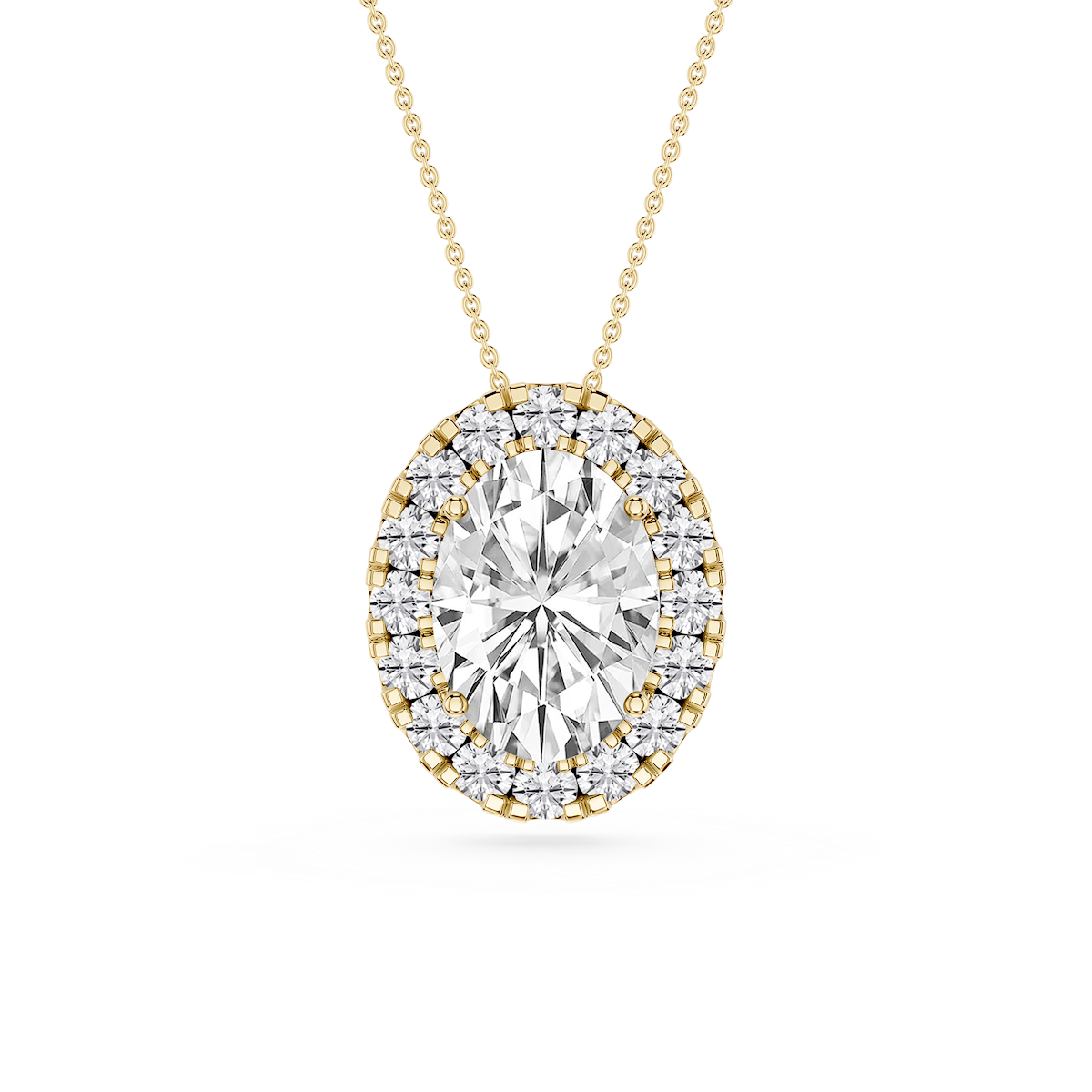 Oval Lab Grown Diamond Halo Slide Pendant - 16 to 18 Inches