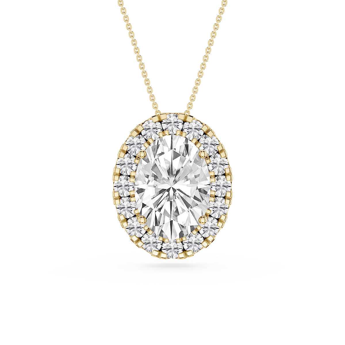Oval Lab Grown Diamond Halo Slide Pendant - 16 to 18 Inches