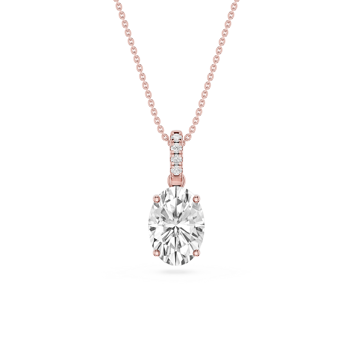 Oval Lab Grown Diamond Hidden Halo Pendant - 16 to 18 Inches
