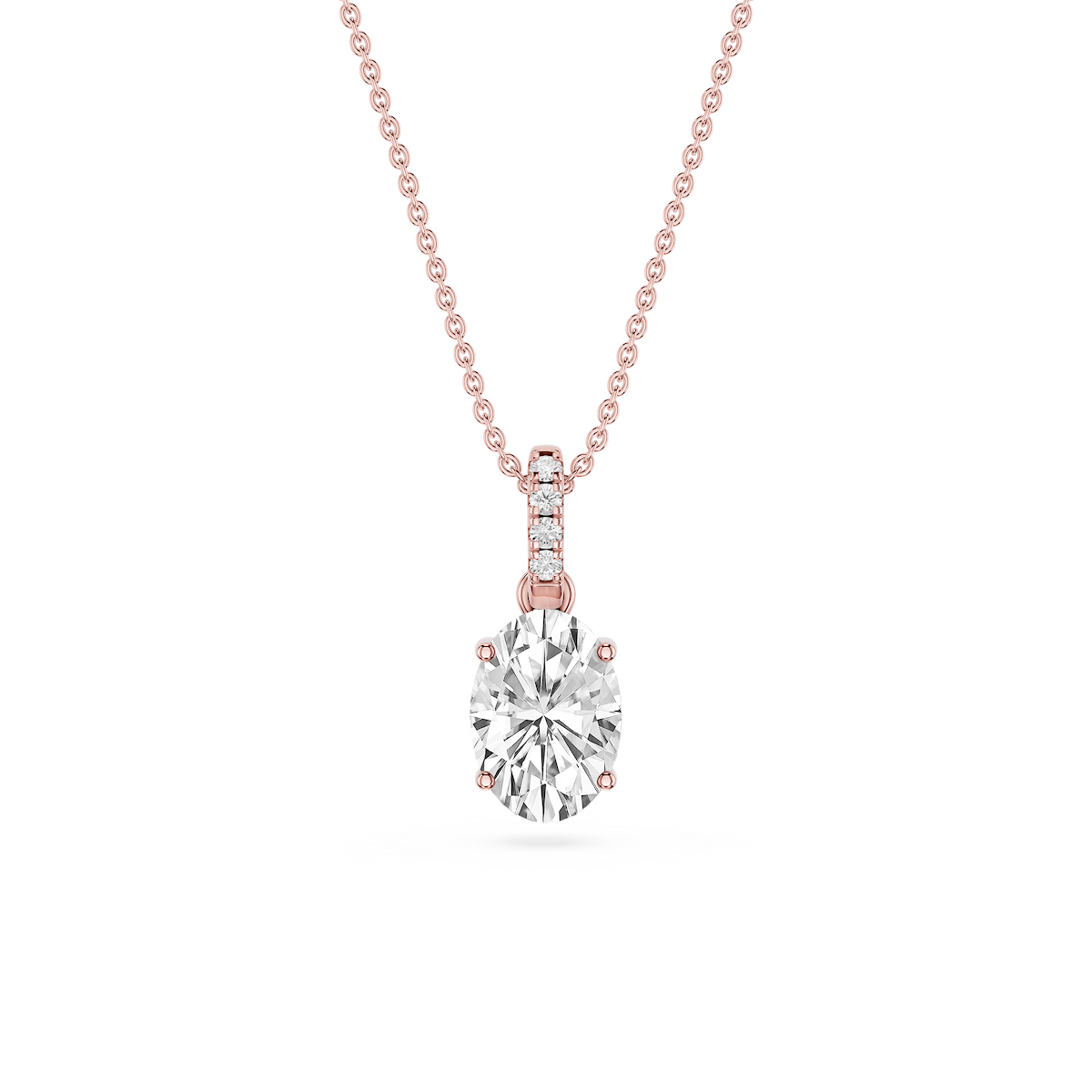 Oval Lab Grown Diamond Hidden Halo Pendant - 16 to 18 Inches