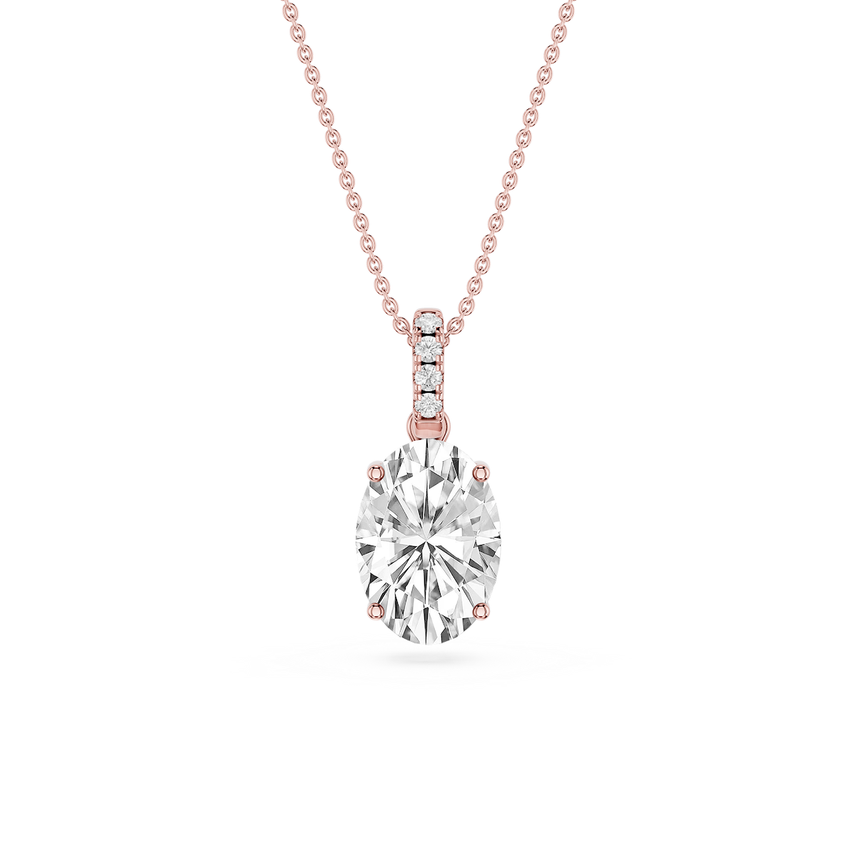 Oval Lab Grown Diamond Hidden Halo Pendant - 16 to 18 Inches