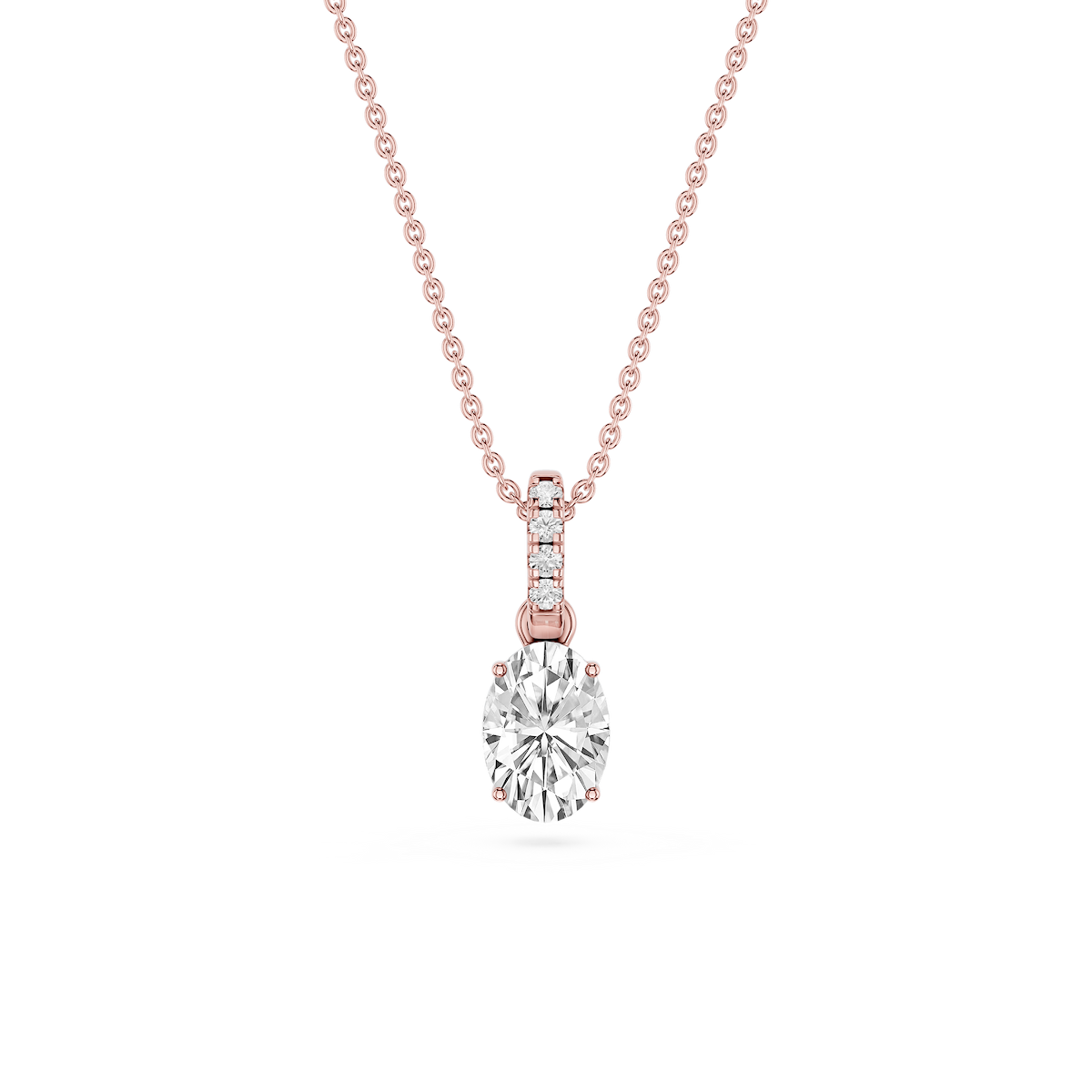 Oval Lab Grown Diamond Hidden Halo Pendant - 16 to 18 Inches