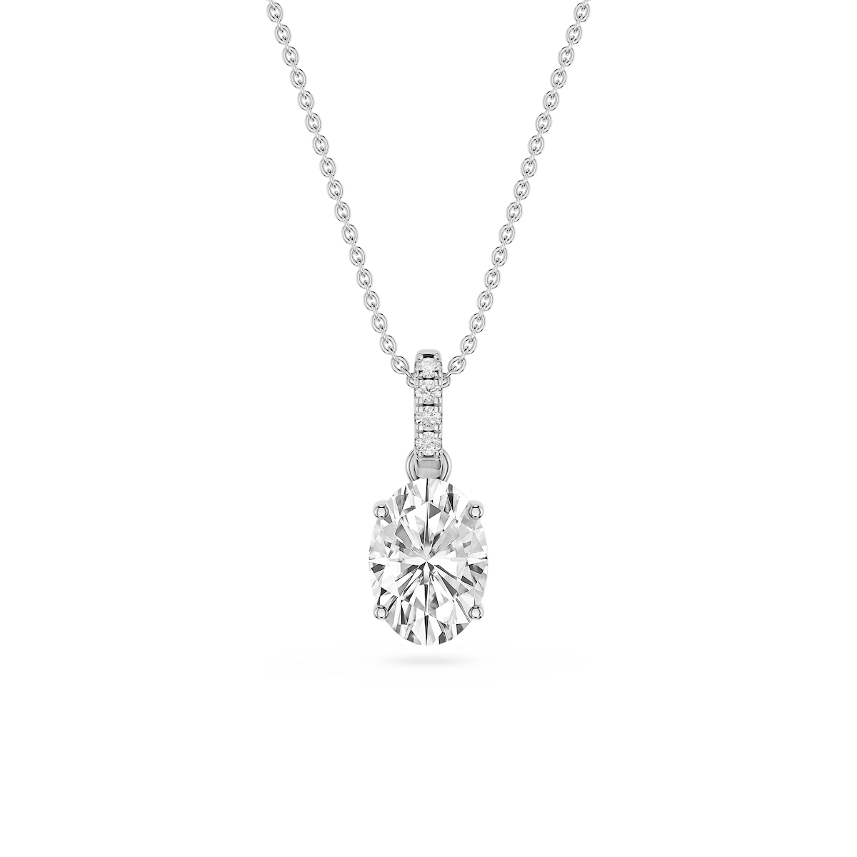 Oval Lab Grown Diamond Hidden Halo Pendant - 16 to 18 Inches