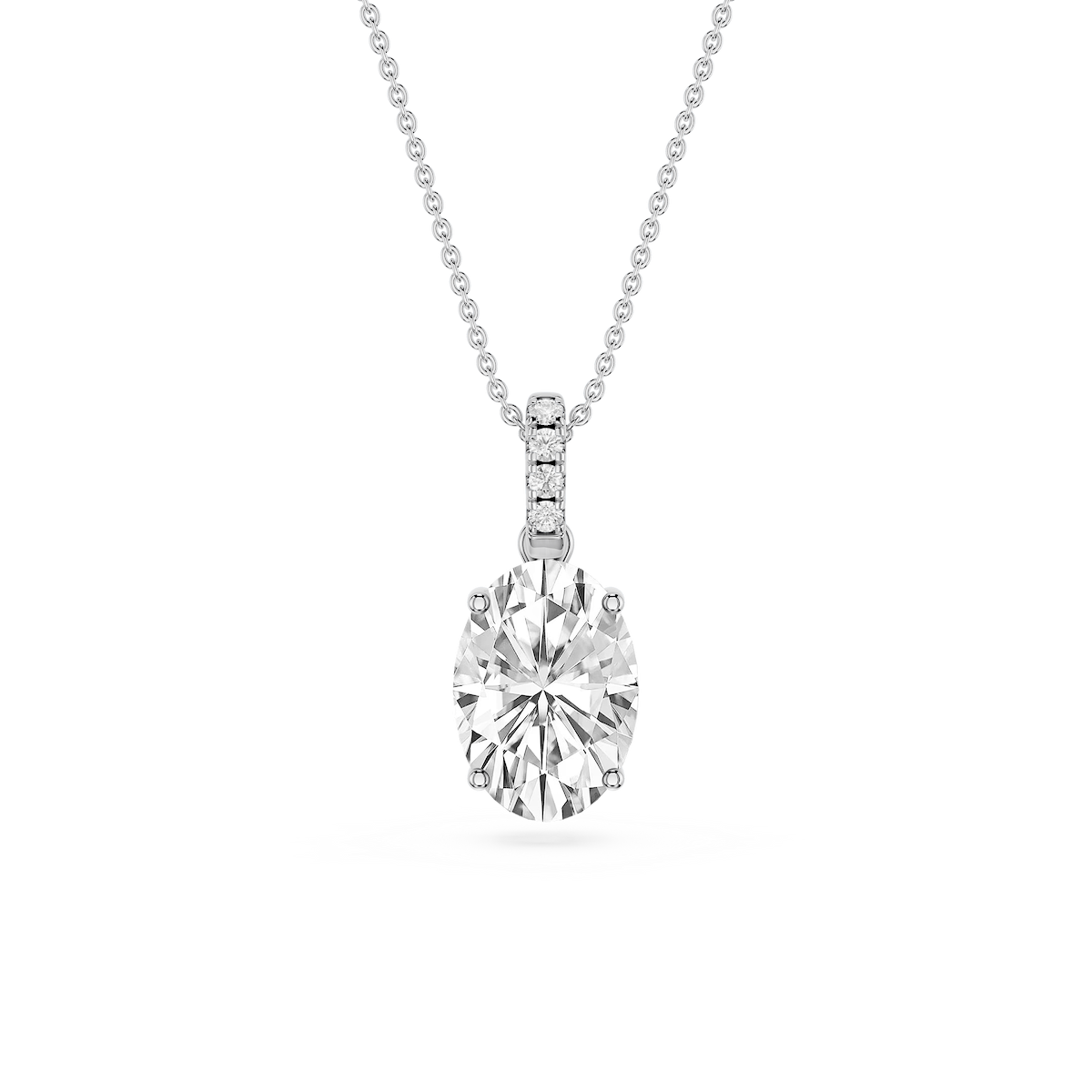 Oval Lab Grown Diamond Hidden Halo Pendant - 16 to 18 Inches