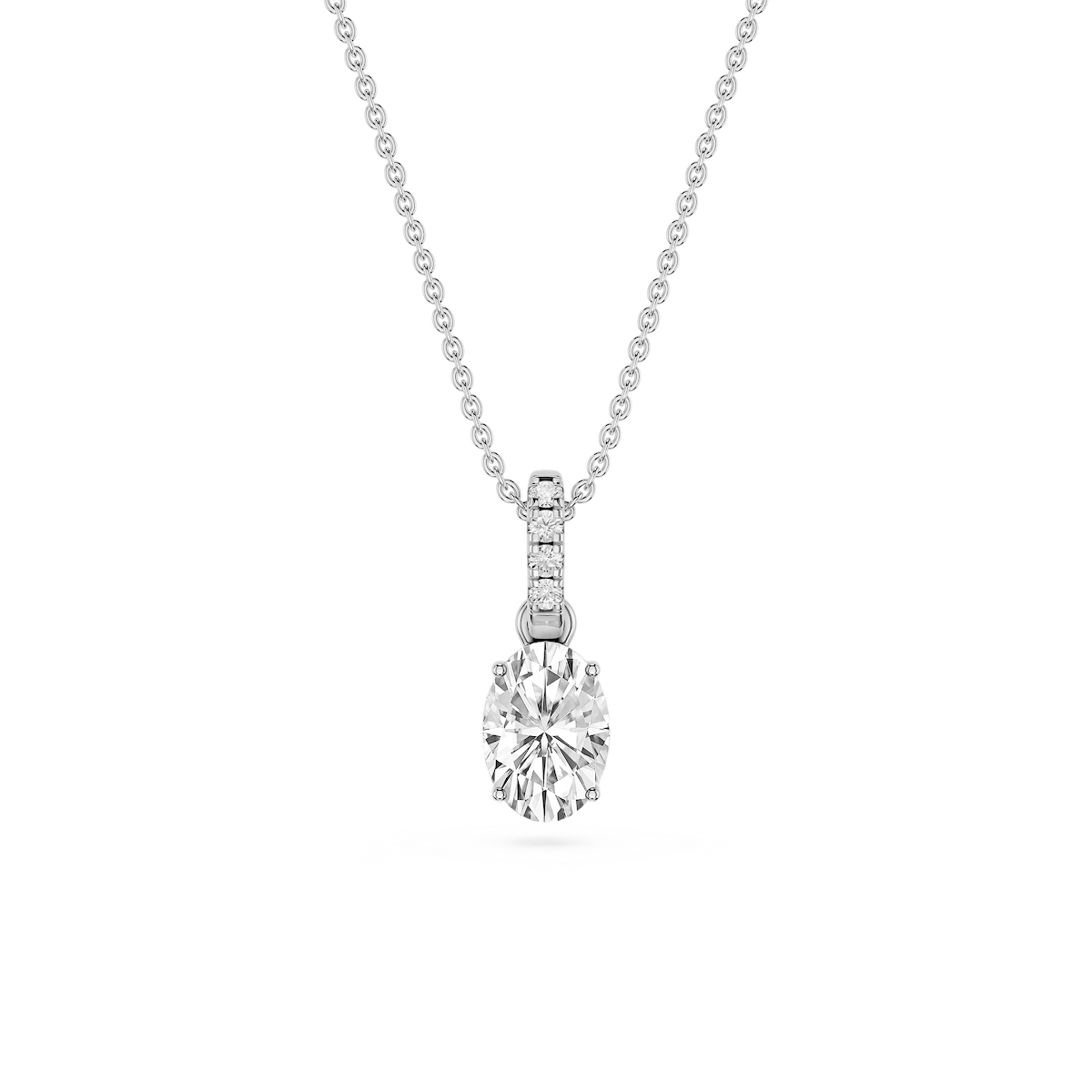 Oval Lab Grown Diamond Hidden Halo Pendant - 16 to 18 Inches