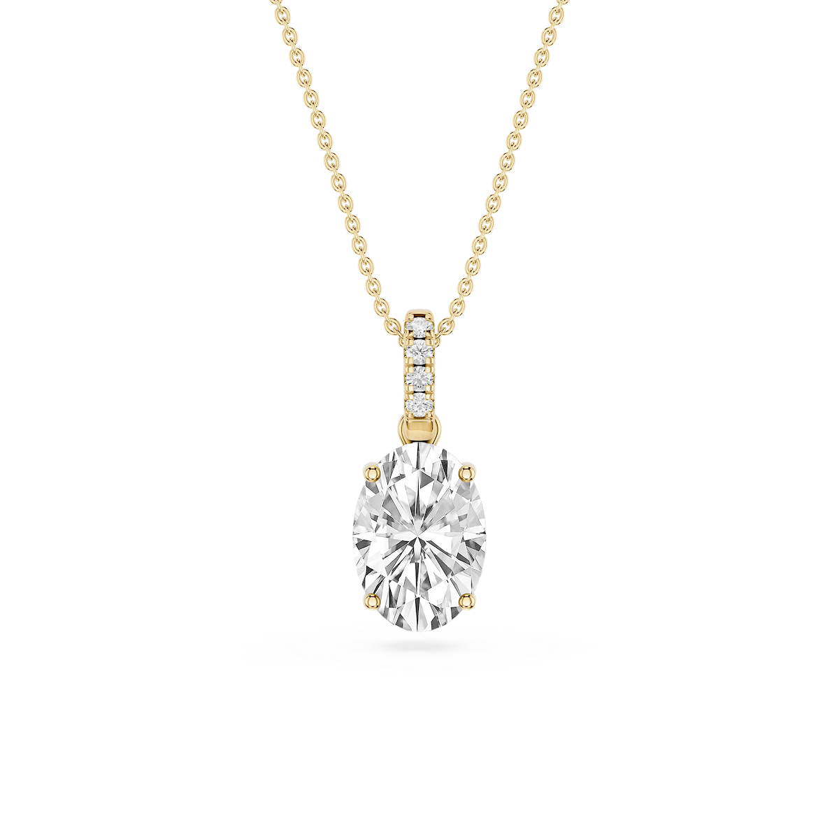 Oval Lab Grown Diamond Hidden Halo Pendant - 16 to 18 Inches