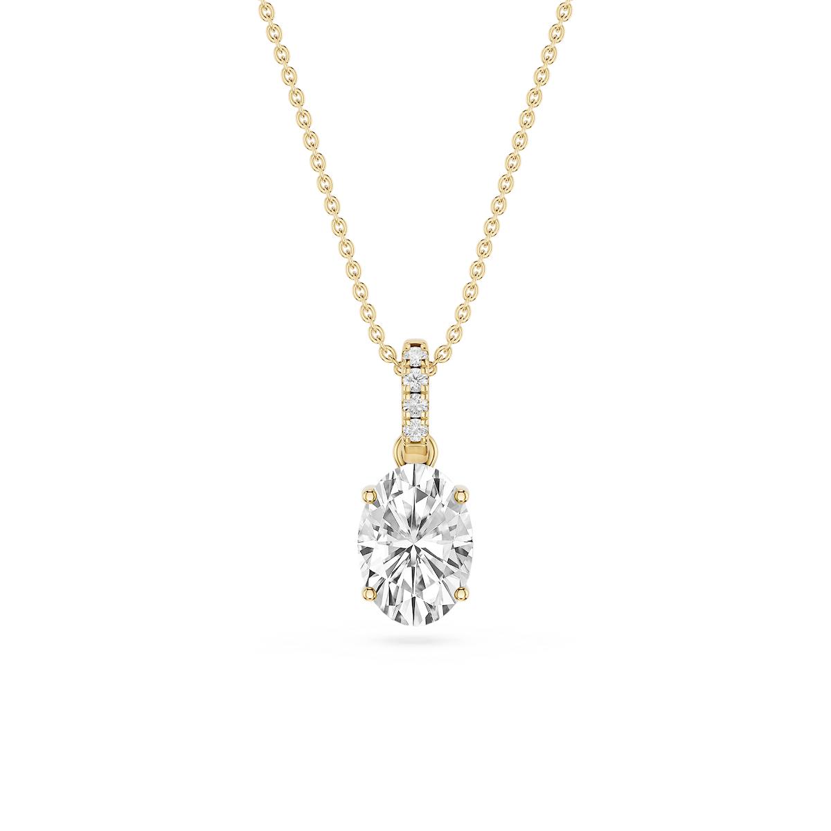 Oval Lab Grown Diamond Hidden Halo Pendant - 16 to 18 Inches