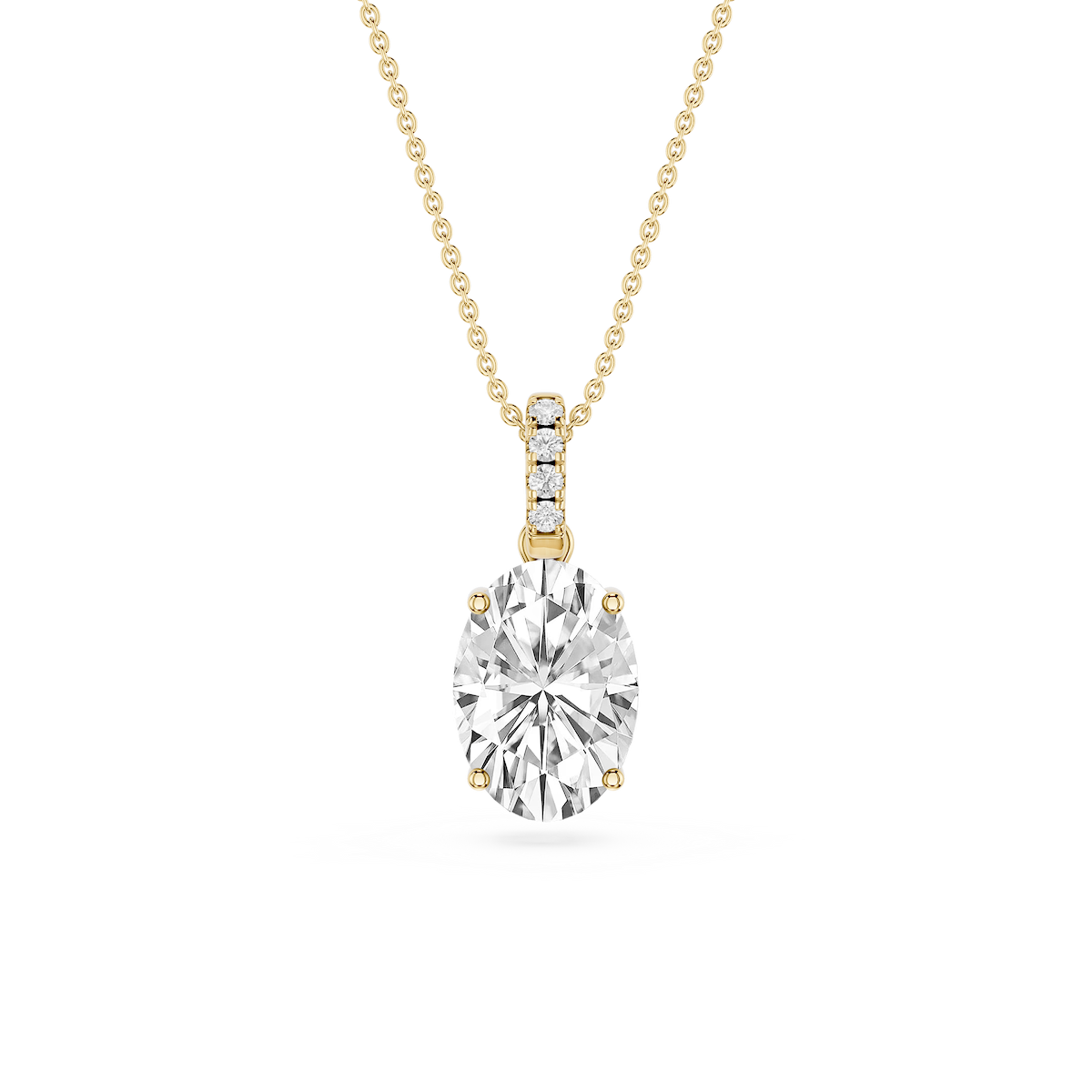 Oval Lab Grown Diamond Hidden Halo Pendant - 16 to 18 Inches