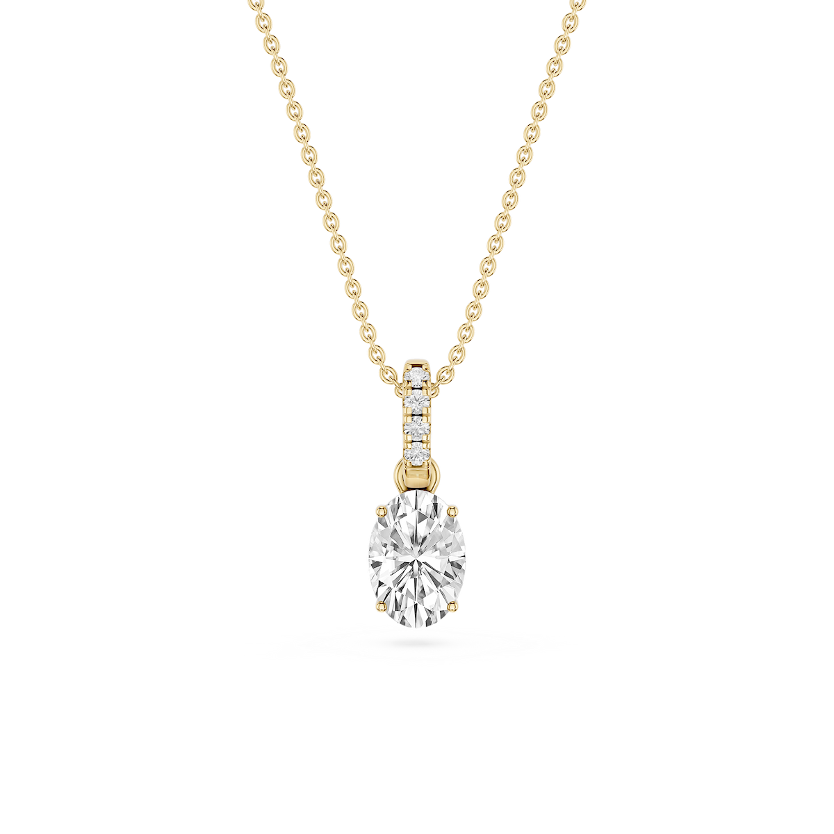 Oval Lab Grown Diamond Hidden Halo Pendant - 16 to 18 Inches