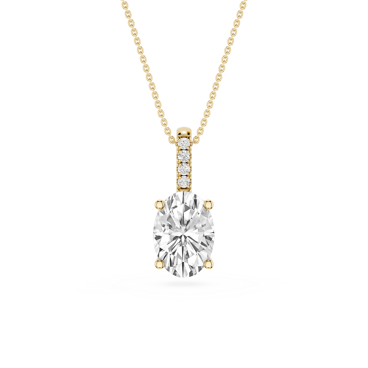 Oval Lab Grown Diamond Pave Bail Solitaire Pendant - 16 to 18 Inches