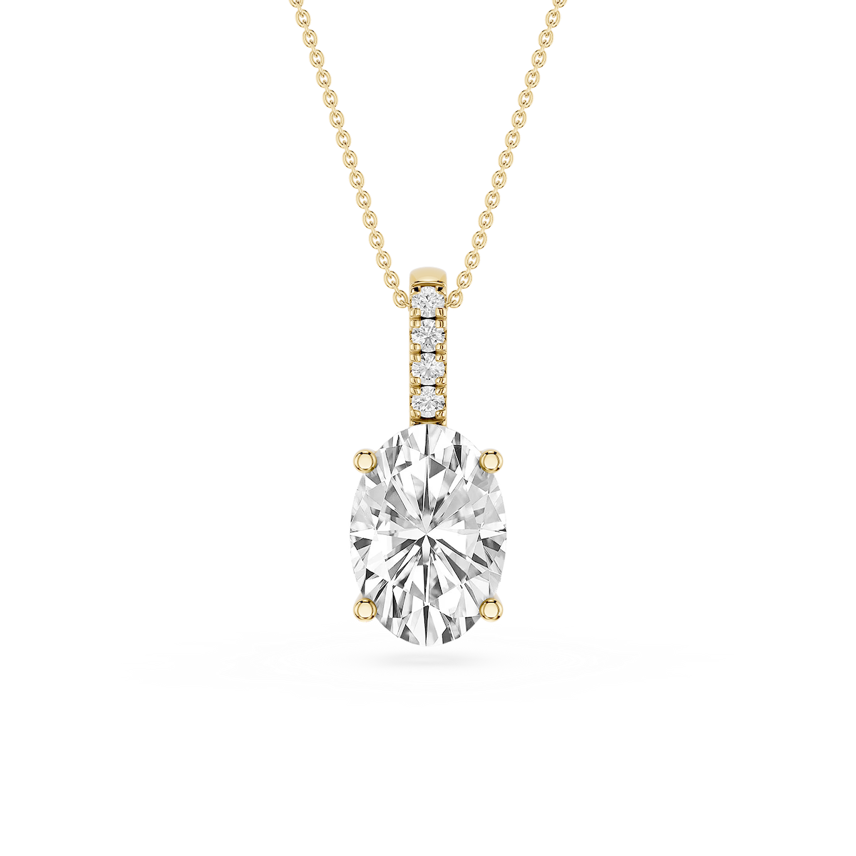 Oval Lab Grown Diamond Pave Bail Solitaire Pendant - 16 to 18 Inches