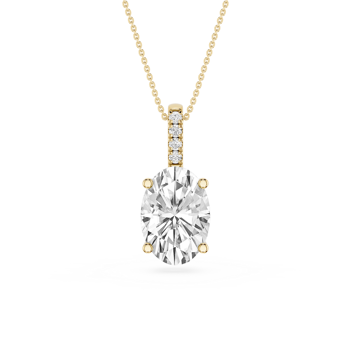 Oval Lab Grown Diamond Pave Bail Solitaire Pendant - 16 to 18 Inches