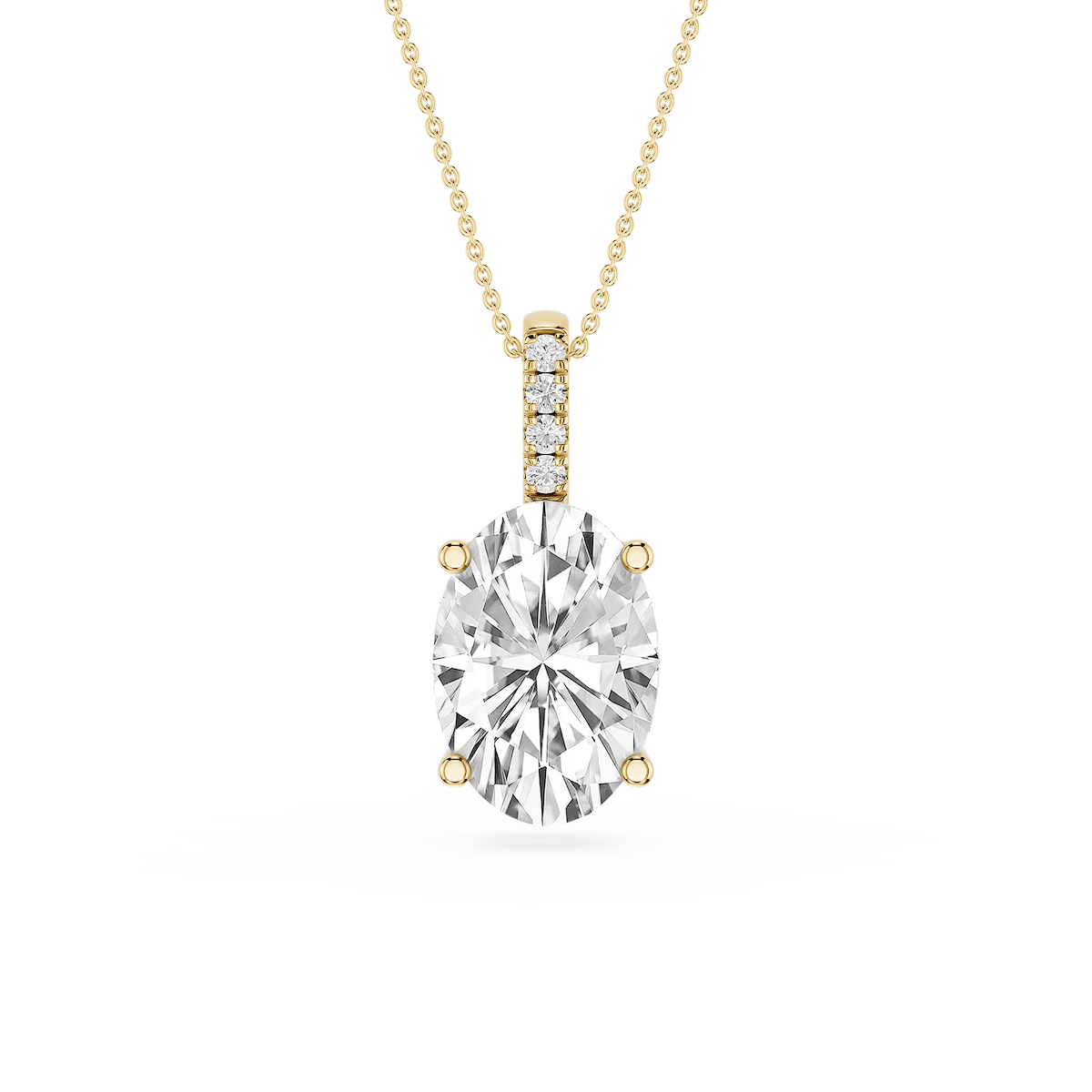 Oval Lab Grown Diamond Pave Bail Solitaire Pendant - 16 to 18 Inches