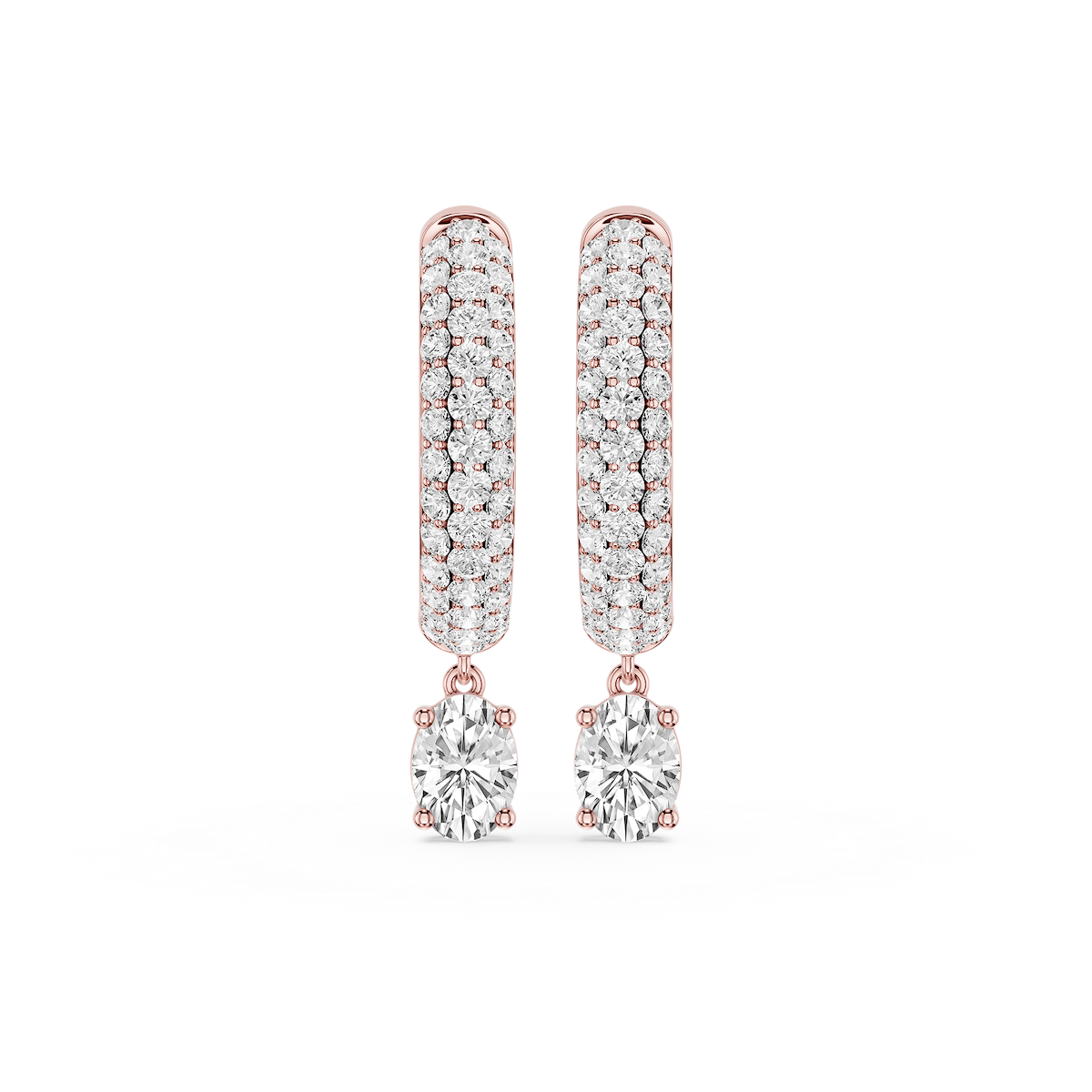Oval Lab Grown Diamond Pave Hoop Drop Earrings
