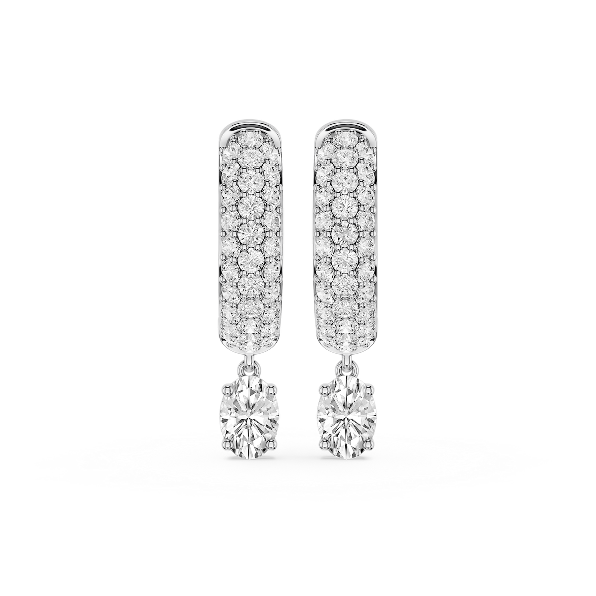 Oval Lab Grown Diamond Pave Hoop Drop Earrings