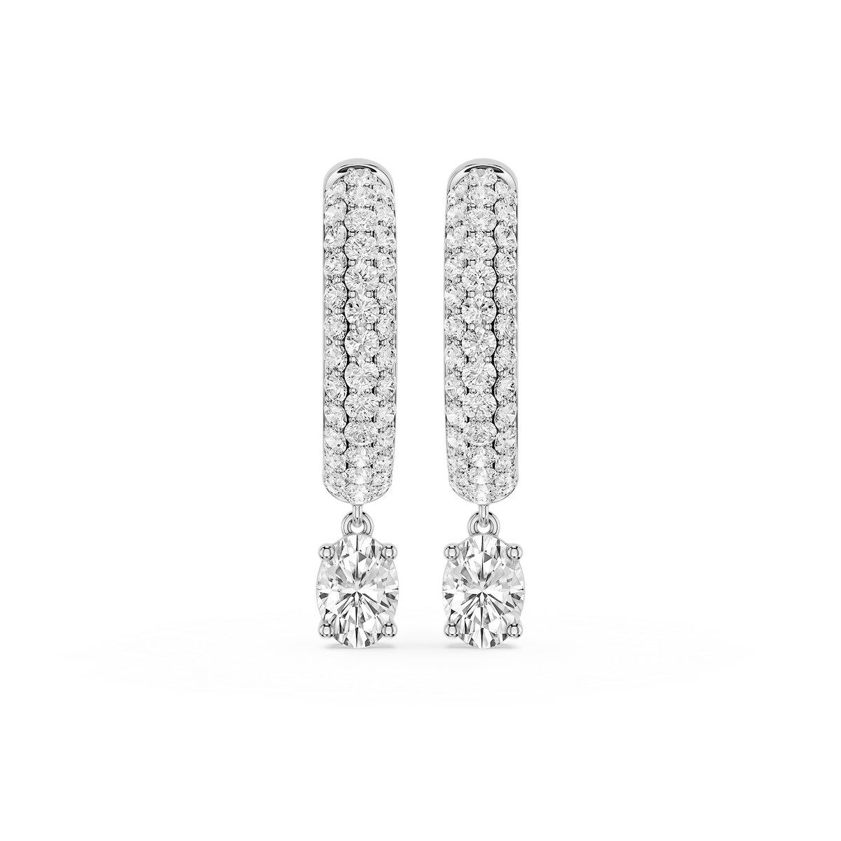 Oval Lab Grown Diamond Pave Hoop Drop Earrings