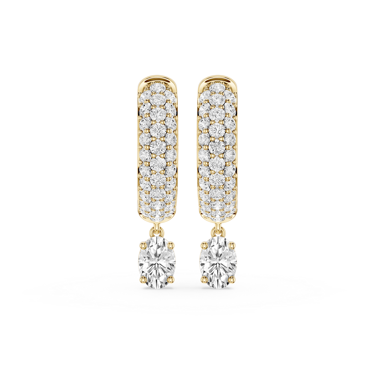 Oval Lab Grown Diamond Pave Hoop Drop Earrings