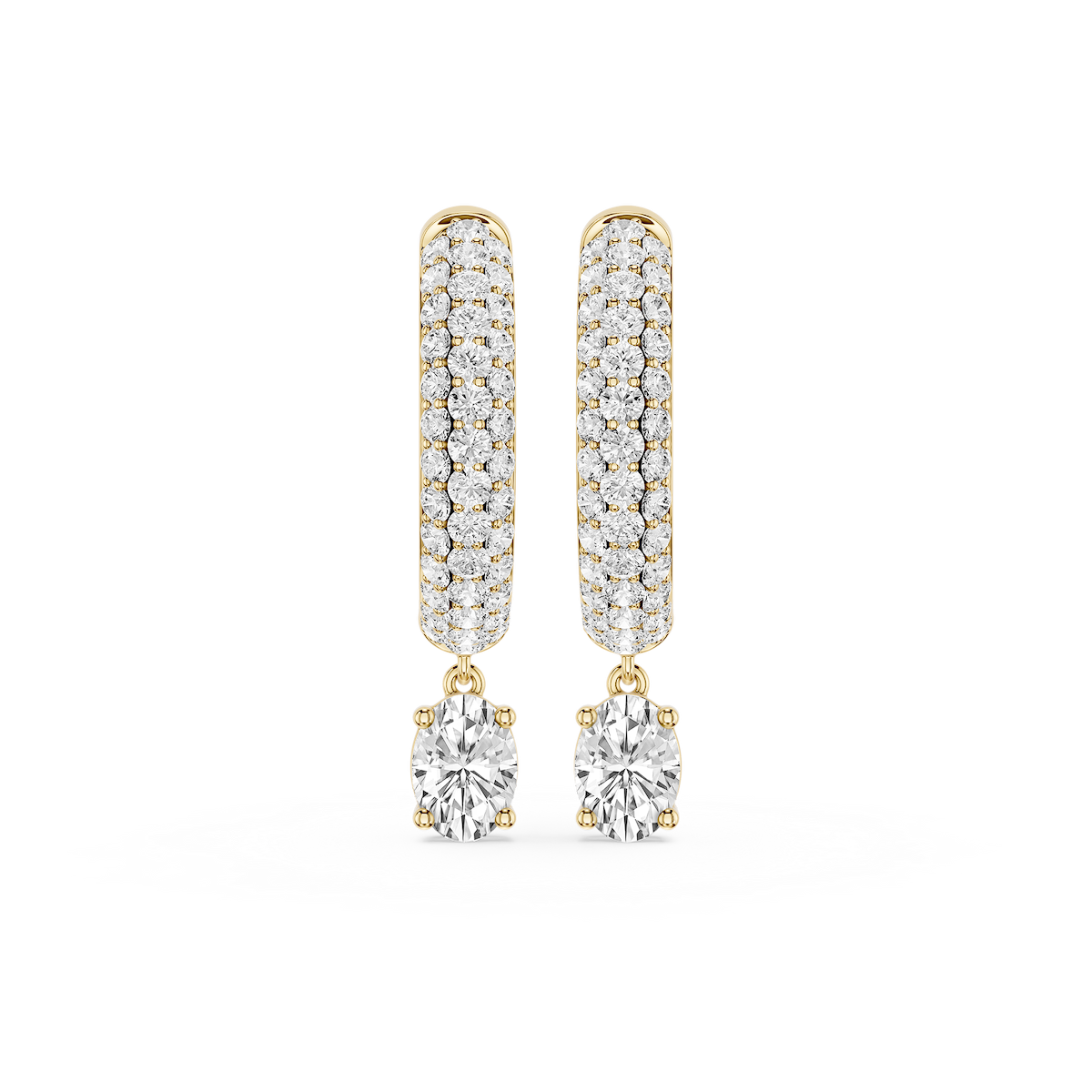 Oval Lab Grown Diamond Pave Hoop Drop Earrings