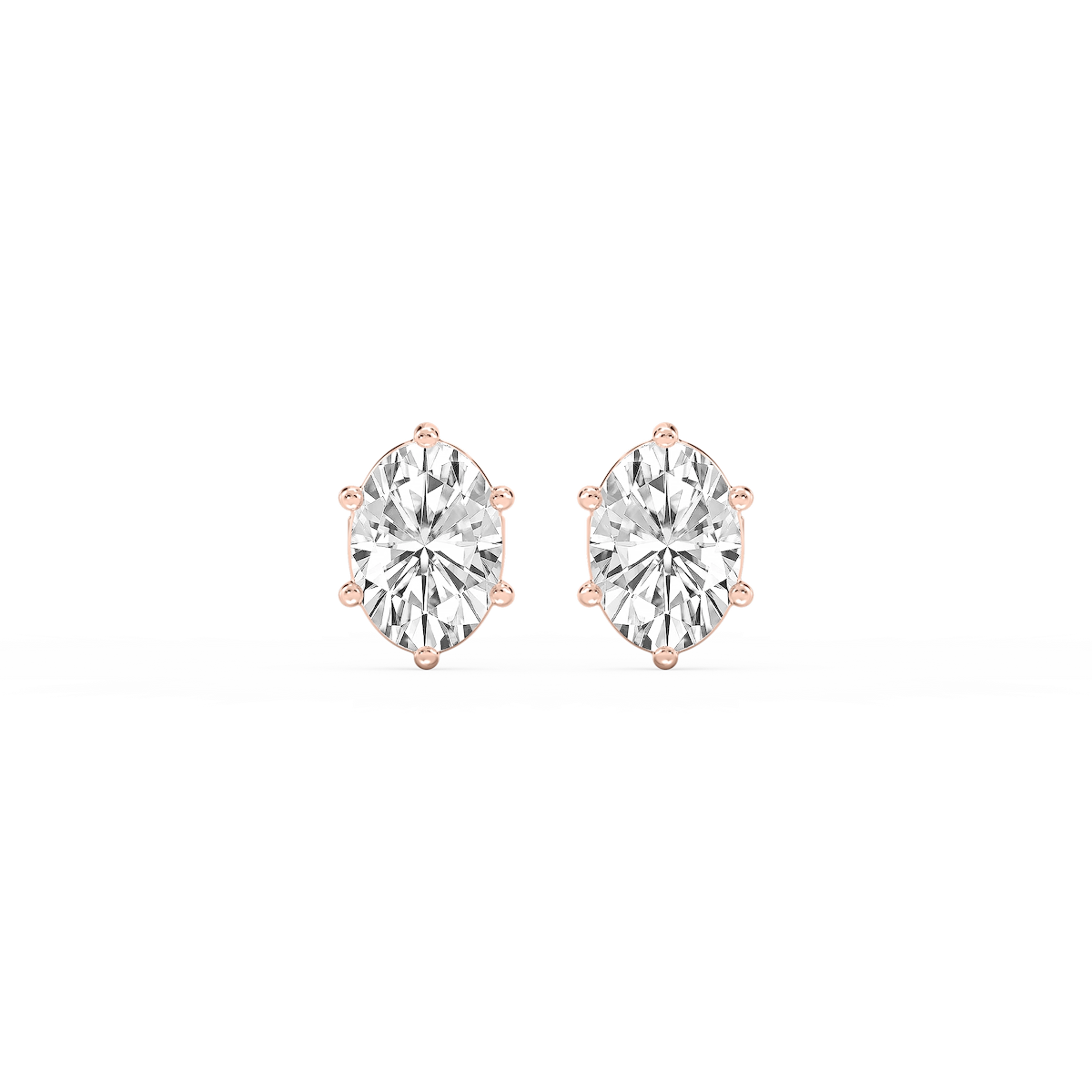 Oval Lab Grown Diamond Six Prong Basket Stud Earrings