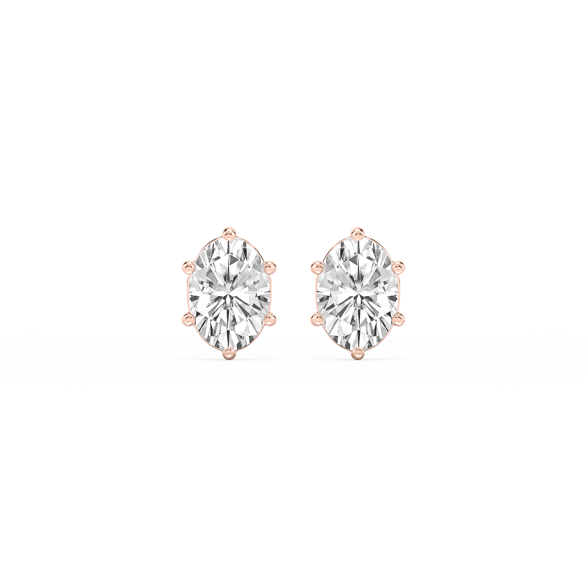 Oval Lab Grown Diamond Classic Six Prong Stud Earrings