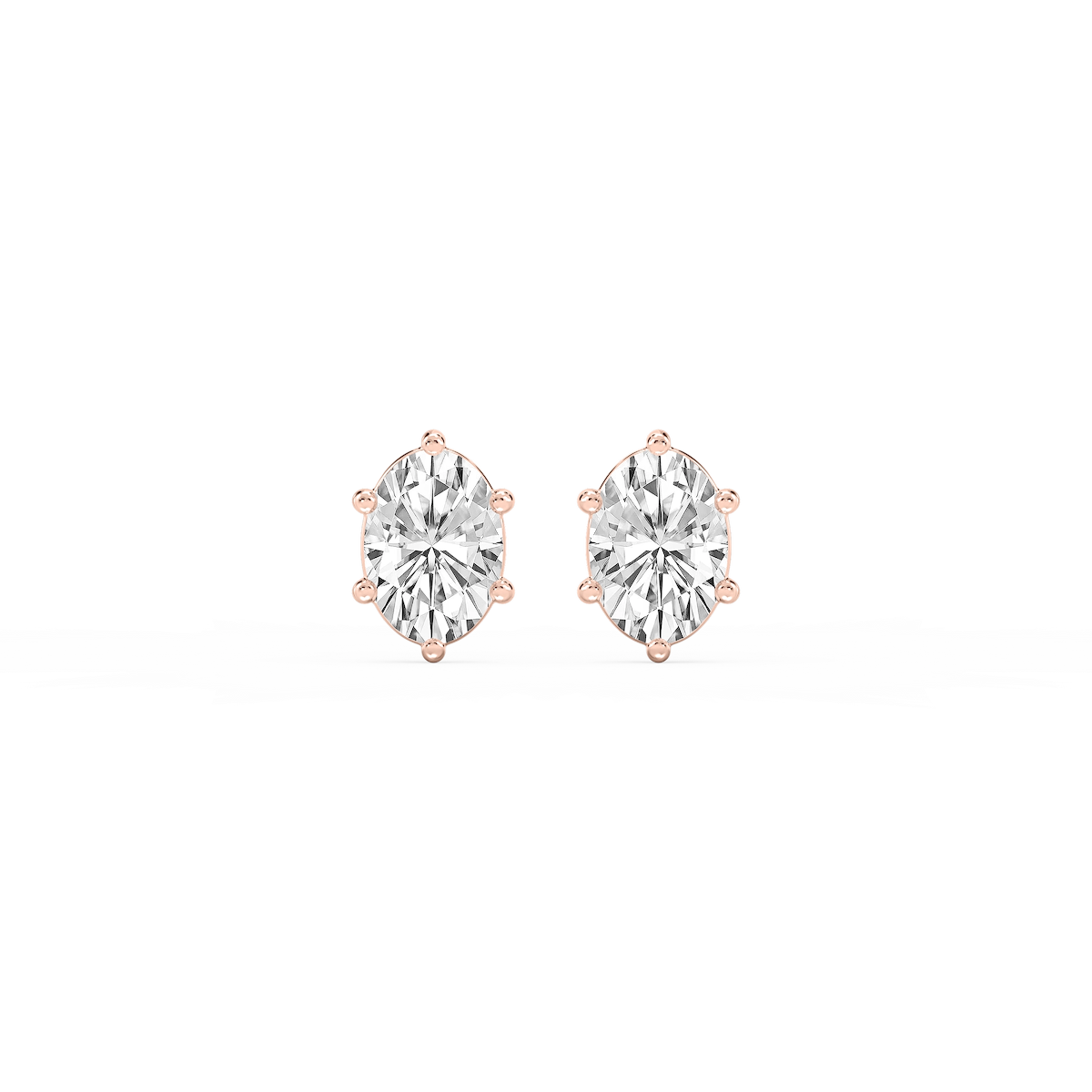 Oval Lab Grown Diamond Six Prong Basket Stud Earrings