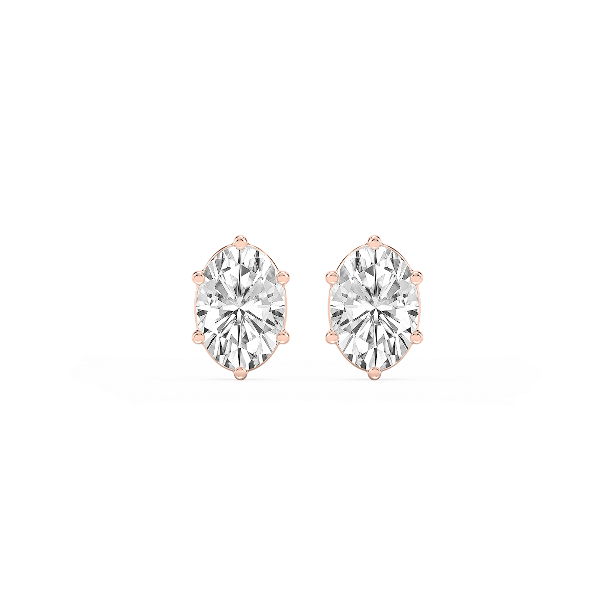 Oval Lab Grown Diamond Six Prong Basket Stud Earrings