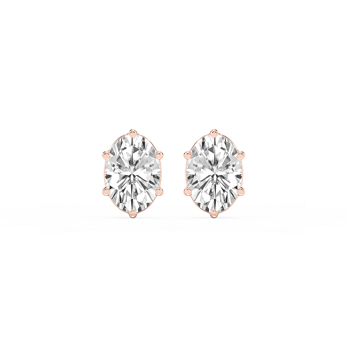 Oval Lab Grown Diamond Six Prong Basket Stud Earrings