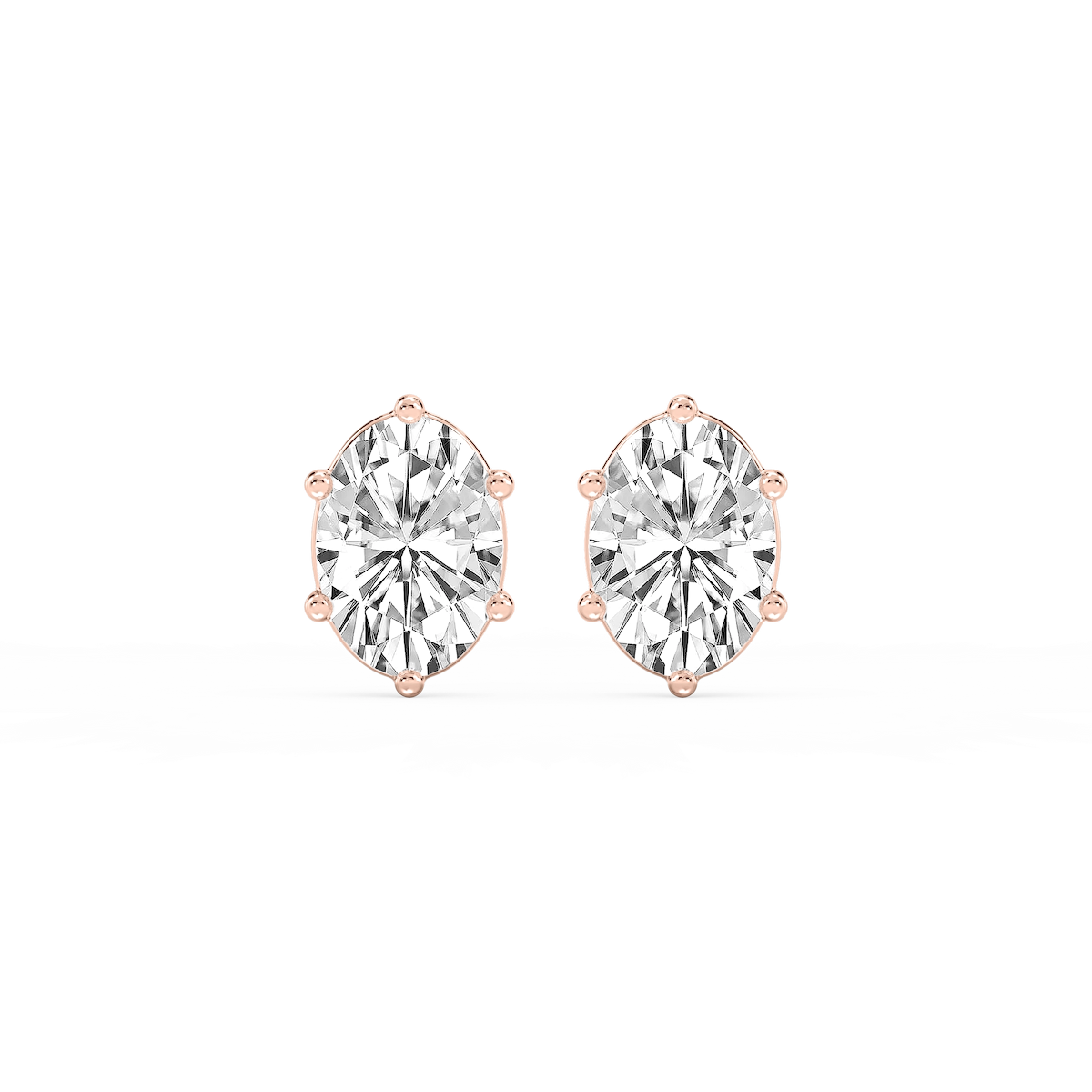 Oval Lab Grown Diamond Six Prong Basket Stud Earrings