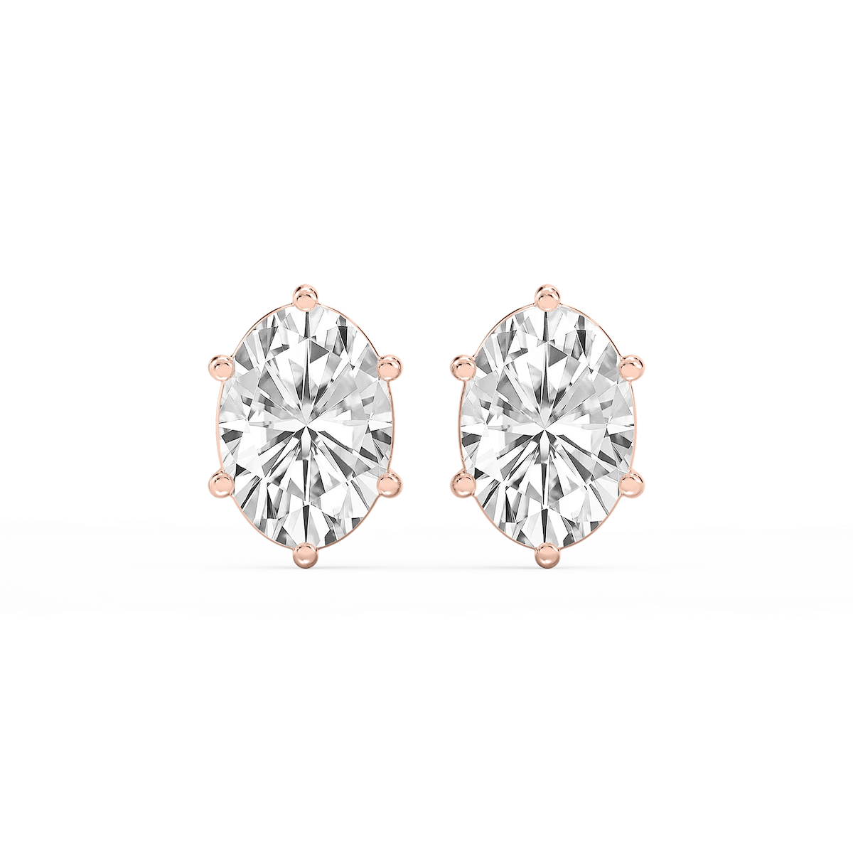 Oval Lab Grown Diamond Six Prong Basket Stud Earrings
