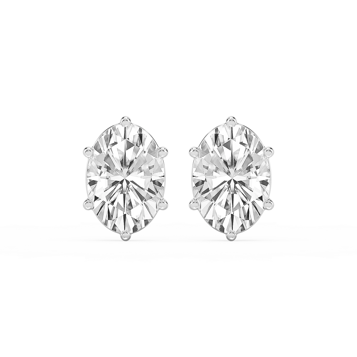 Oval Lab Grown Diamond Six Prong Basket Stud Earrings