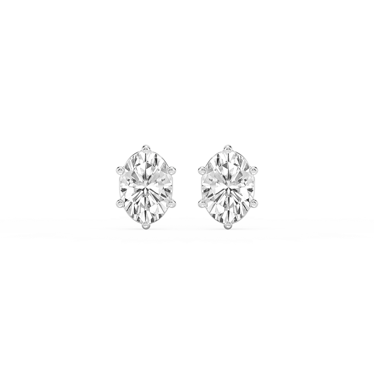 Oval Lab Grown Diamond Six Prong Basket Stud Earrings