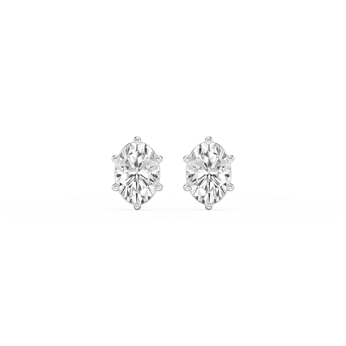 Oval Lab Grown Diamond Six Prong Basket Stud Earrings