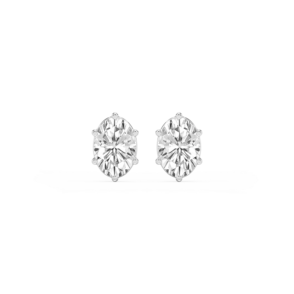 Oval Lab Grown Diamond Six Prong Basket Stud Earrings