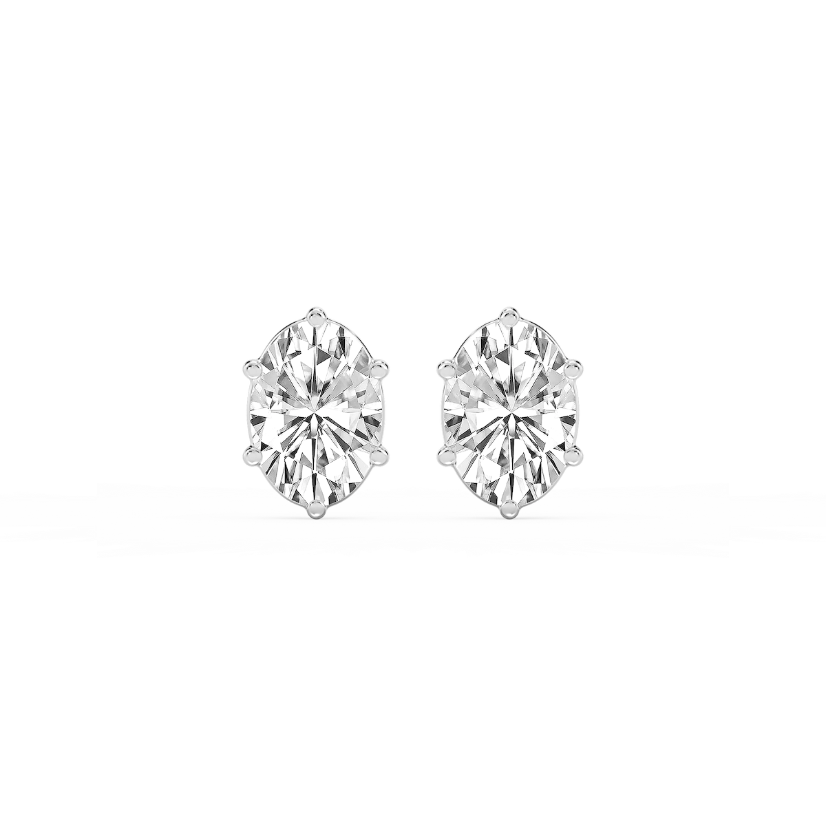 Oval Lab Grown Diamond Six Prong Basket Stud Earrings