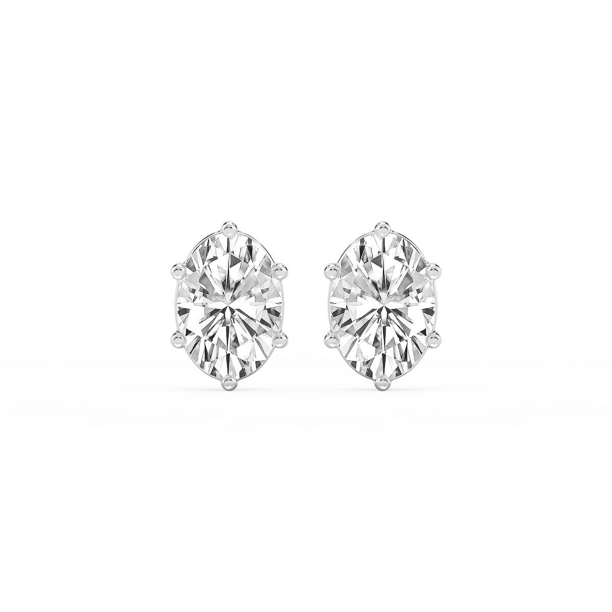 Oval Lab Grown Diamond Six Prong Basket Stud Earrings