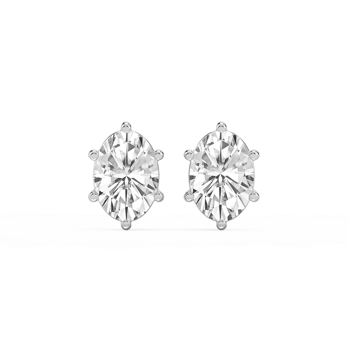 Oval Lab Grown Diamond Six Prong Basket Stud Earrings
