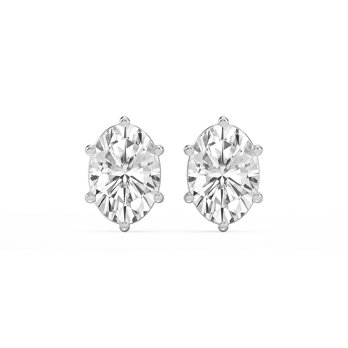 Oval Lab Grown Diamond Six Prong Basket Stud Earrings