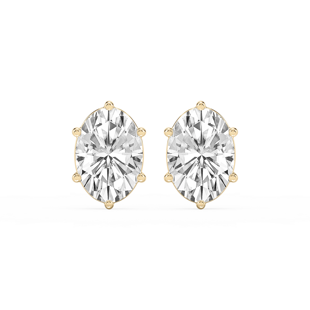Oval Lab Grown Diamond Six Prong Basket Stud Earrings
