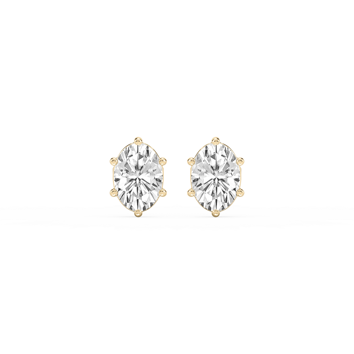 Oval Lab Grown Diamond Six Prong Basket Stud Earrings