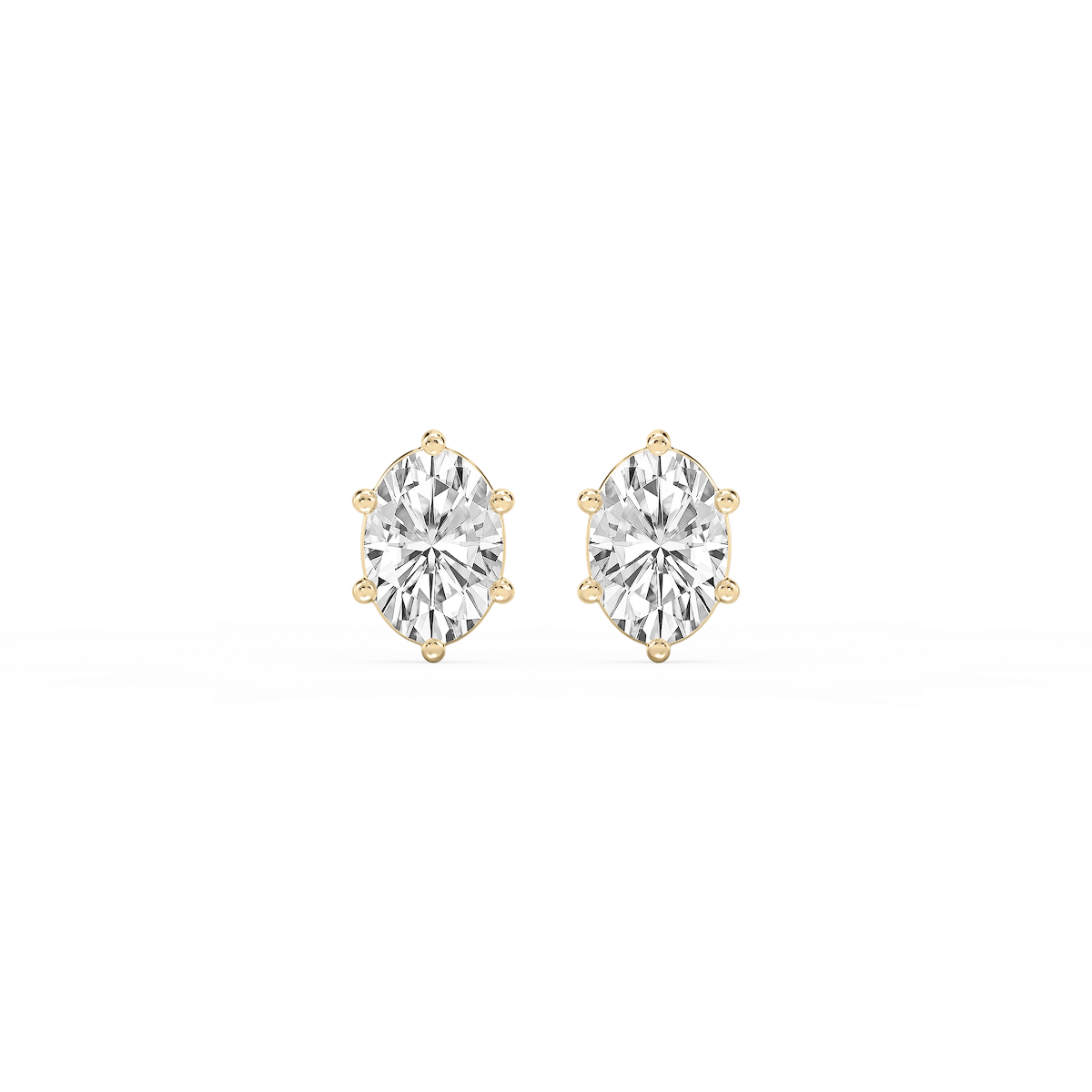 Oval Lab Grown Diamond Six Prong Basket Stud Earrings