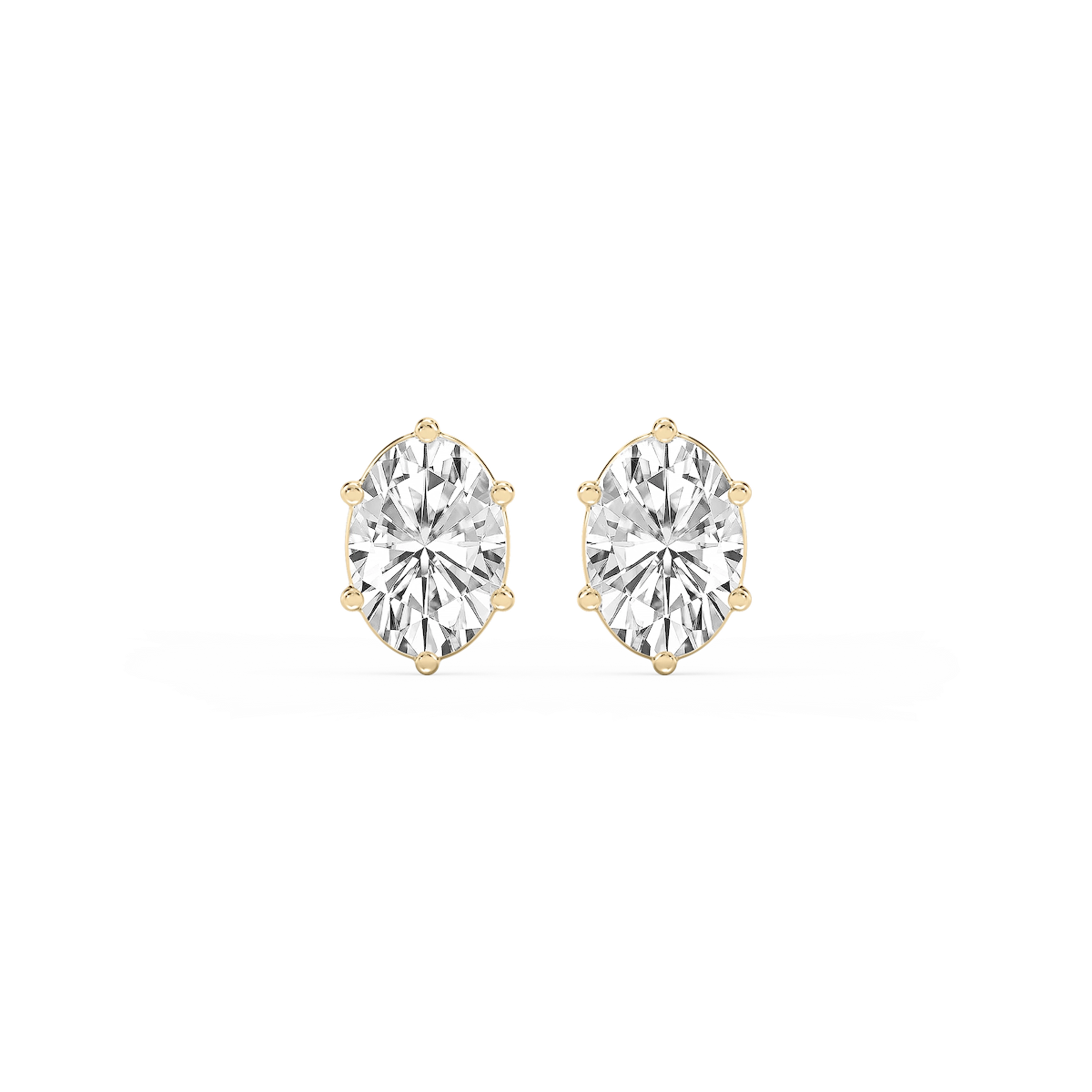 Oval Lab Grown Diamond Six Prong Basket Stud Earrings